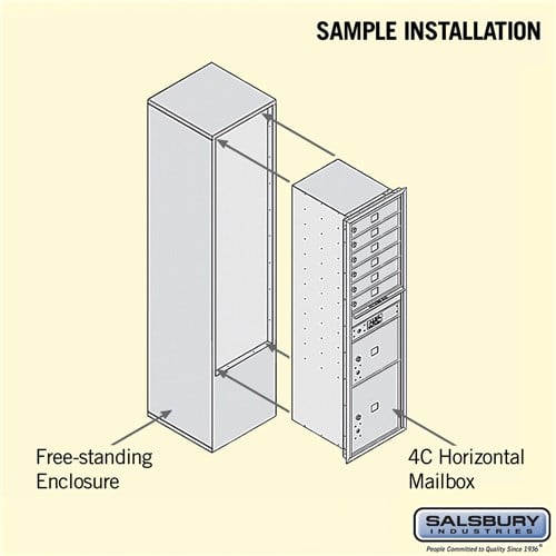 Maximum Height Free-Standing 4C Horizontal Mailbox with 6 Doors and 2 Parcel Lockers in Aluminum with USPS Access