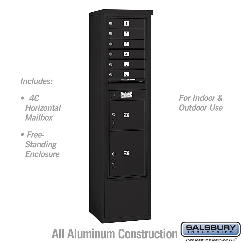 Maximum Height Free-Standing 4C Horizontal Parcel Locker with 3 Parcel Lockers in Black with USPS Access