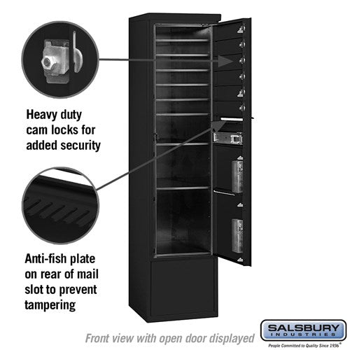 Maximum Height Free-Standing 4C Horizontal Parcel Locker with 3 Parcel Lockers in Black with USPS Access