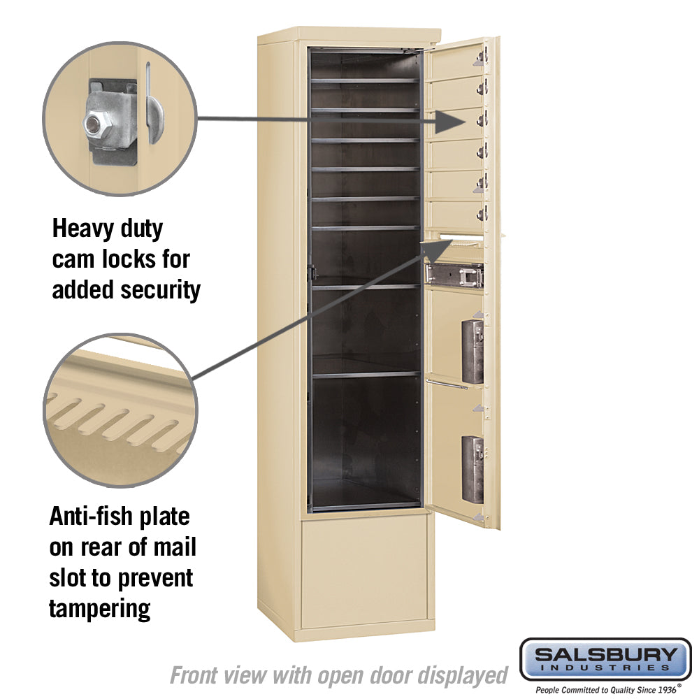 Maximum Height Free-Standing 4C Horizontal Mailbox with Parcel Lockers in Sandstone