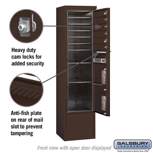 Maximum Height Free-Standing 4C Horizontal Mailbox with Parcel Lockers in Bronze