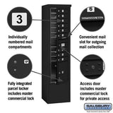 Maximum Height Free-Standing 4C Horizontal Mailbox with 9 Doors and Parcel Locker in Black