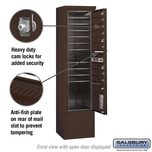 Maximum Height Free-Standing 4C Horizontal Mailbox with Parcel Lockers in Bronze