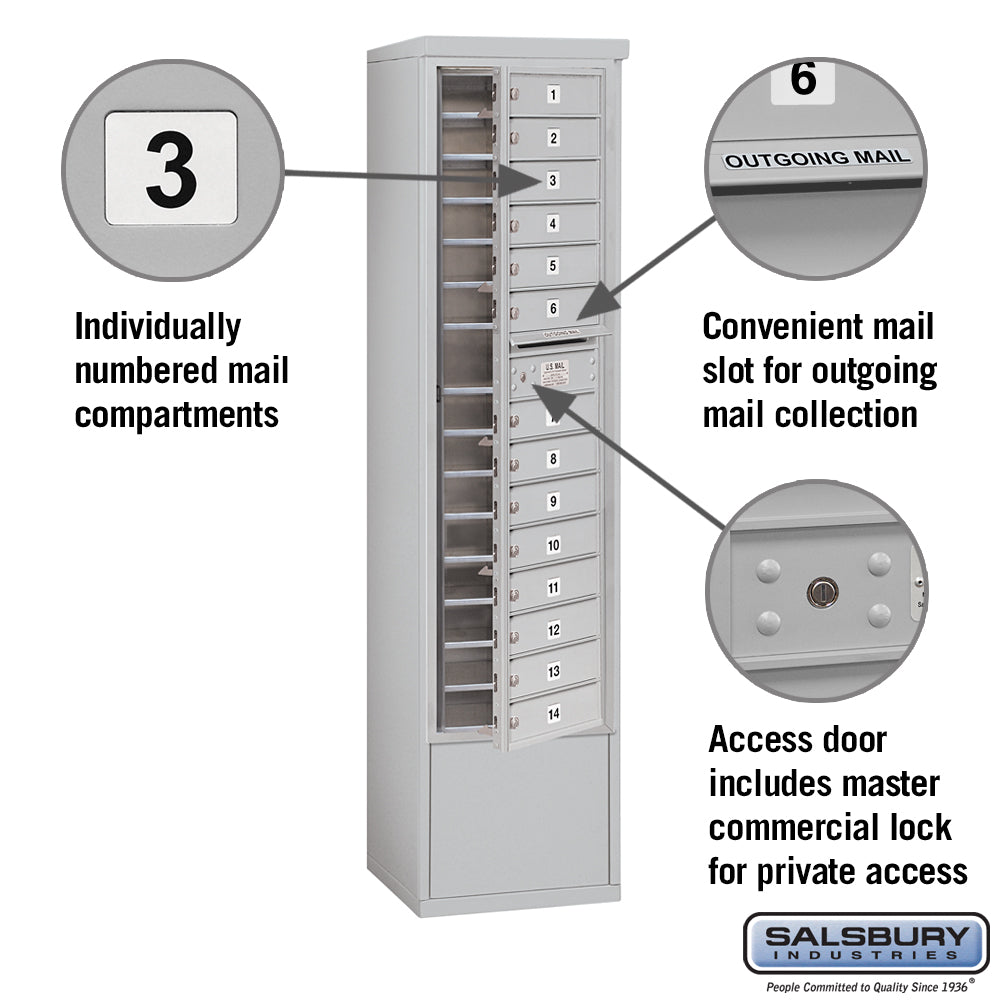 Maximum Height Free-Standing 4C Horizontal Mailbox with 14 Doors and Private Access