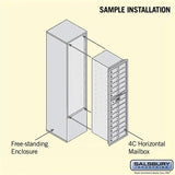 Maximum Height Free-Standing 4C Horizontal Mailbox with 14 Doors in Black with Private Access