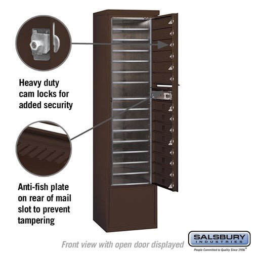 Maximum Height Free-Standing 4C Horizontal Mailbox with 14 Doors in Bronze with Private Access