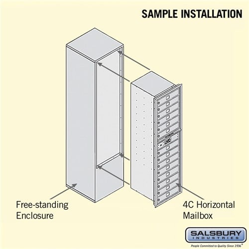 Maximum Height Free-Standing 4C Horizontal Mailbox with 14 Doors in Bronze with Private Access