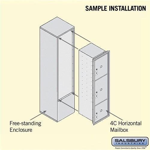Maximum Height Free-Standing 4C Horizontal Parcel Locker with 3 Parcel Lockers in Aluminum with Private Access