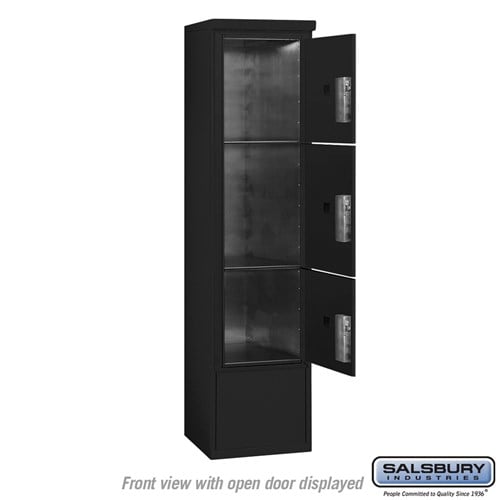 Maximum Height Free-Standing 4C Horizontal Parcel Locker with 3 Parcel Lockers in Black with USPS Access