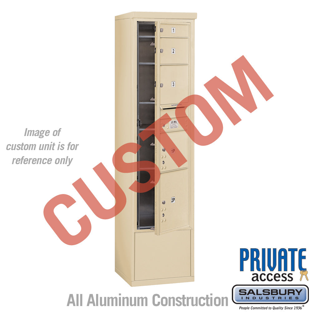 Free-Standing 4C Horizontal Mailbox Unit - Maximum Height - Sandstone - Front Loading - Private Access
