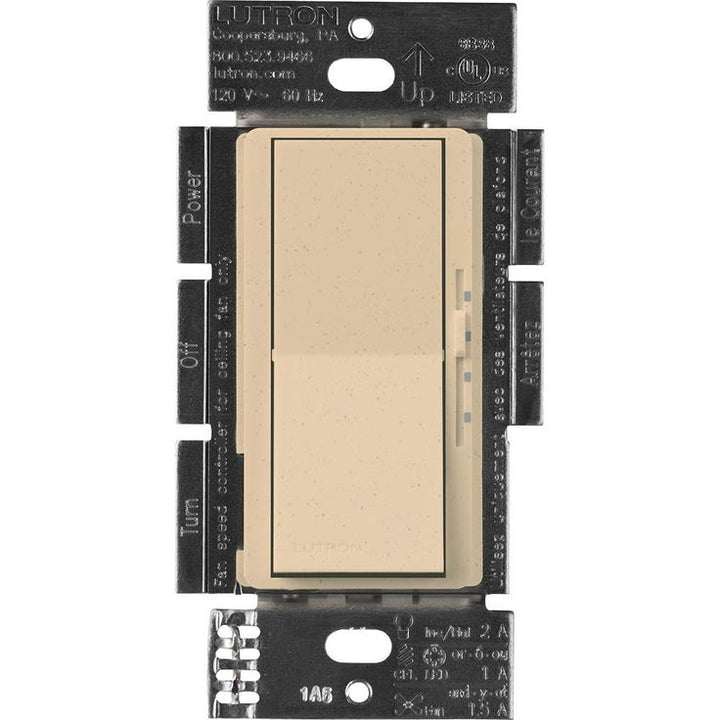 Lutron Diva Fan Control and Light Switch for LEDs CFLs Incandescent and Halogen, Desert Stone