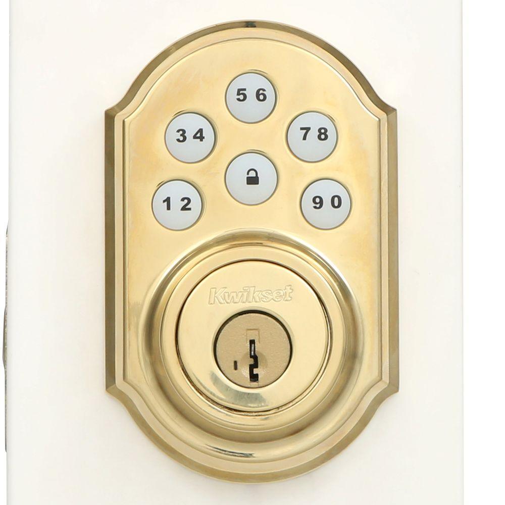 Z-Wave SmartCode Lifetime Polished Brass Single Cylinder Electronic Deadbolt Featuring SmartKey Security - Super Arbor