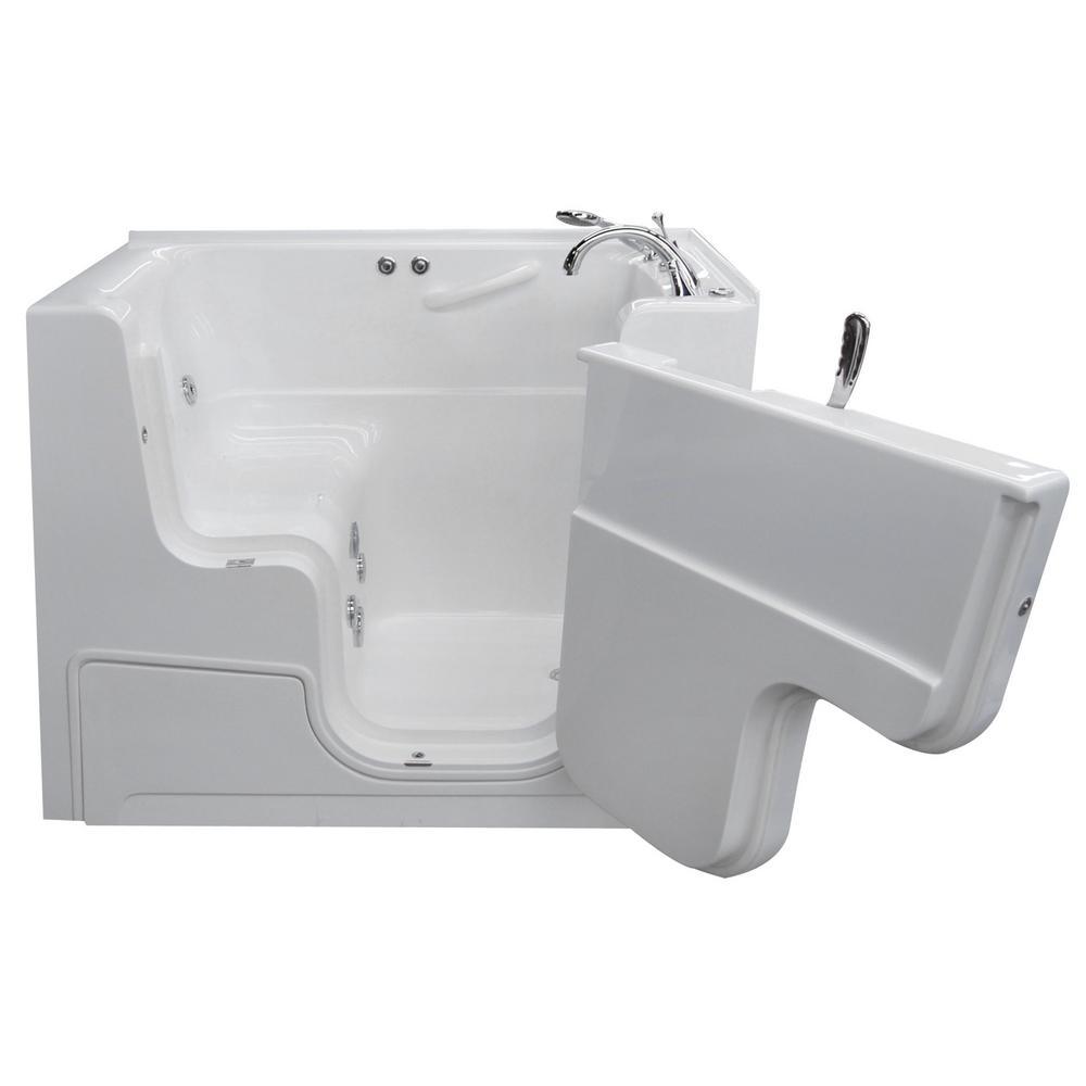 Wheelchair Accessible 53 in. Walk-In Whirlpool Bathtub in White with 1.6 GPF Single Flush Toilet - Super Arbor