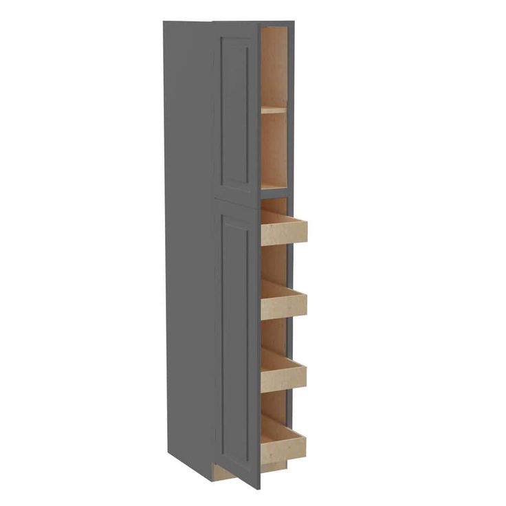 Home Decorators Collection Grayson 18 in. W x 24 in. D x 90 in. H Assembled Plywood Pantry Kitchen Cabinet in Deep Onyx with 4ROT Soft Close LH