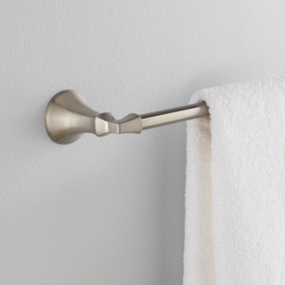 Mandara 4-Pc. Bath Hardware Set in SpotShield Brushed Nickel with Towel Ring, Toilet Paper Holder, 24" Towel Bar & Hook - Super Arbor