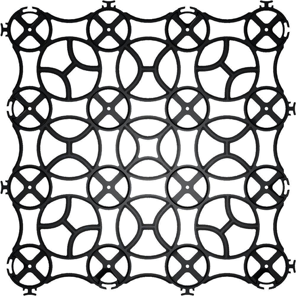 22 in. x 22 in. x 1 in. Black Slim Grid Plastic Pavers (12-Pavers/40.5 sq. ft.) - Super Arbor