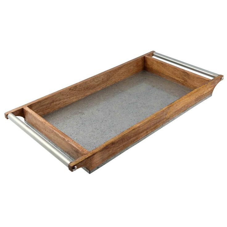 Rectangle Galvanized Iron with Mango Wood Serving Board