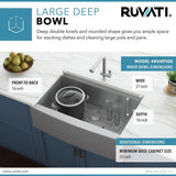 Apron-Front Stainless Steel 30 in. 16-Gauge Workstation Single Bowl Farmhouse Kitchen Sink - Super Arbor