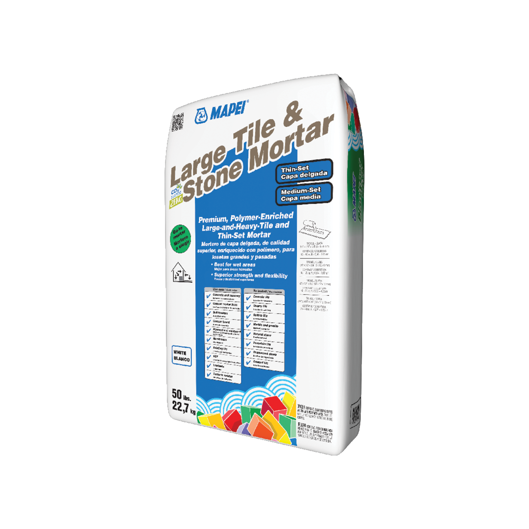 MAPEI Large Tile & Stone Mortar, White, 50 lb – Polymer-Enriched Thin-Set/Medium-Bed