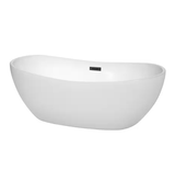 Wyndham Collection Rebecca 65 in. Acrylic Flatbottom Freestanding Soaking Bathtub, White with Matte Black Trim