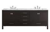 Eviva Aberdeen 78 in. W x 22 in. D x 34 in. H Double Bath Vanity in Espresso with White Carrara Marble Top and White Sinks