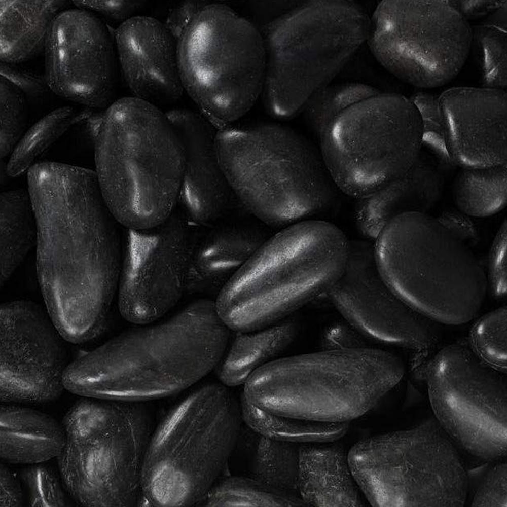 Rain Forest 0.5 in. to 1.5 in., 20 lb. Small Black Grade A Polished Pebbles - Super Arbor
