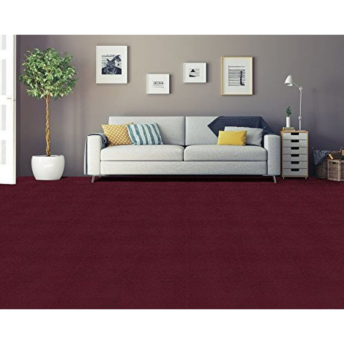 Achim Nexus Self Adhesive Carpet Floor Tile – 12" x 12", Burgundy, Pack of 12 Tiles