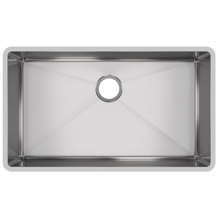 Crosstown Undermount Stainless Steel 32 in. Single Bowl Kitchen Sink with Center Drain