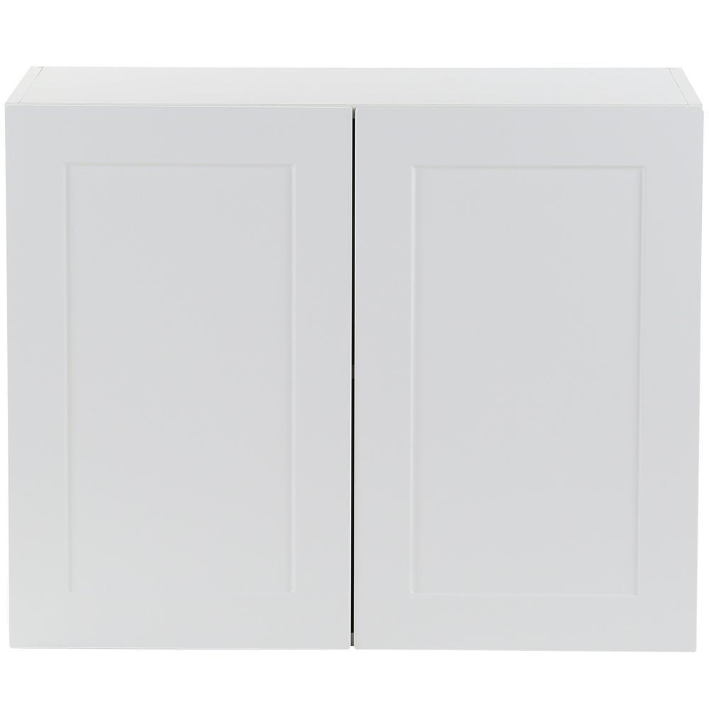 Cambridge Shaker Assembled 30x42x12.5 in. Wall Cabinet with 2 Soft Close Doors in White - Super Arbor