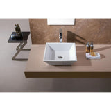 LUXIER Flat Square Bathroom Ceramic Vessel Sink Art Basin in White