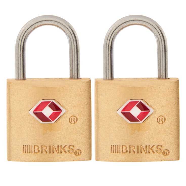 Brink's 22mm TSA Solid Brass Travel Padlock, 2-Pack
