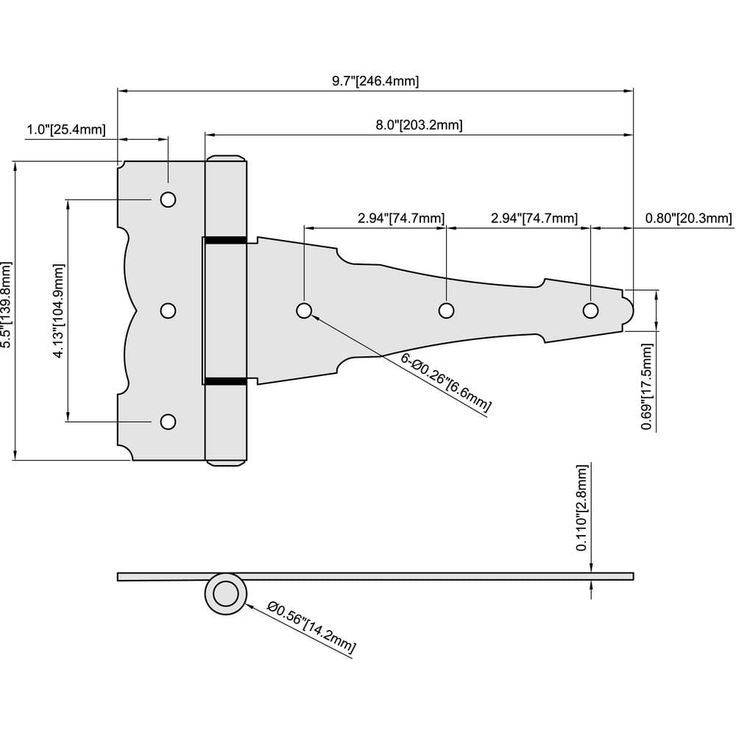 Everbilt 8 in. x 5-1/2 in. Black Decorative Gate Tee Hinge