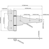 Everbilt 8 in. x 5-1/2 in. Black Decorative Gate Tee Hinge
