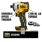 ATOMIC 20-Volt MAX Lithium-Ion Brushless Cordless Compact 1/4 in. Impact Driver with 2 Batteries 1.3 Ah Charger and Bag
