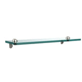 16 in. L x 2 in. H x 5 in. W Clear Glass Vanity Bathroom Shelf in Satin Nickel - Super Arbor