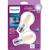 Philips 40-Watt Equivalent A19 Dimmable Energy Saving Clear Glass Indoor/Outdoor LED Light Bulb Daylight (5000K) (4-Pack)