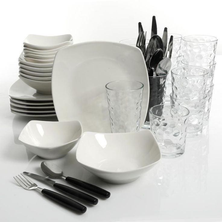 All You Need 48-Piece Modern White Porcelain Dinnerware Set (Service for 6)