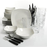 All You Need 48-Piece Modern White Porcelain Dinnerware Set (Service for 6)