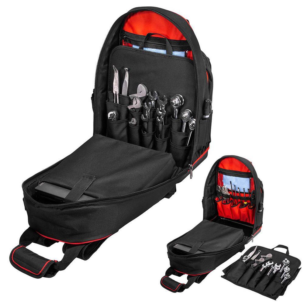 20 in. 38-Pockets Heavy-Duty Padded Wide Mouth Jobsite Backpack Tool Bag - Super Arbor