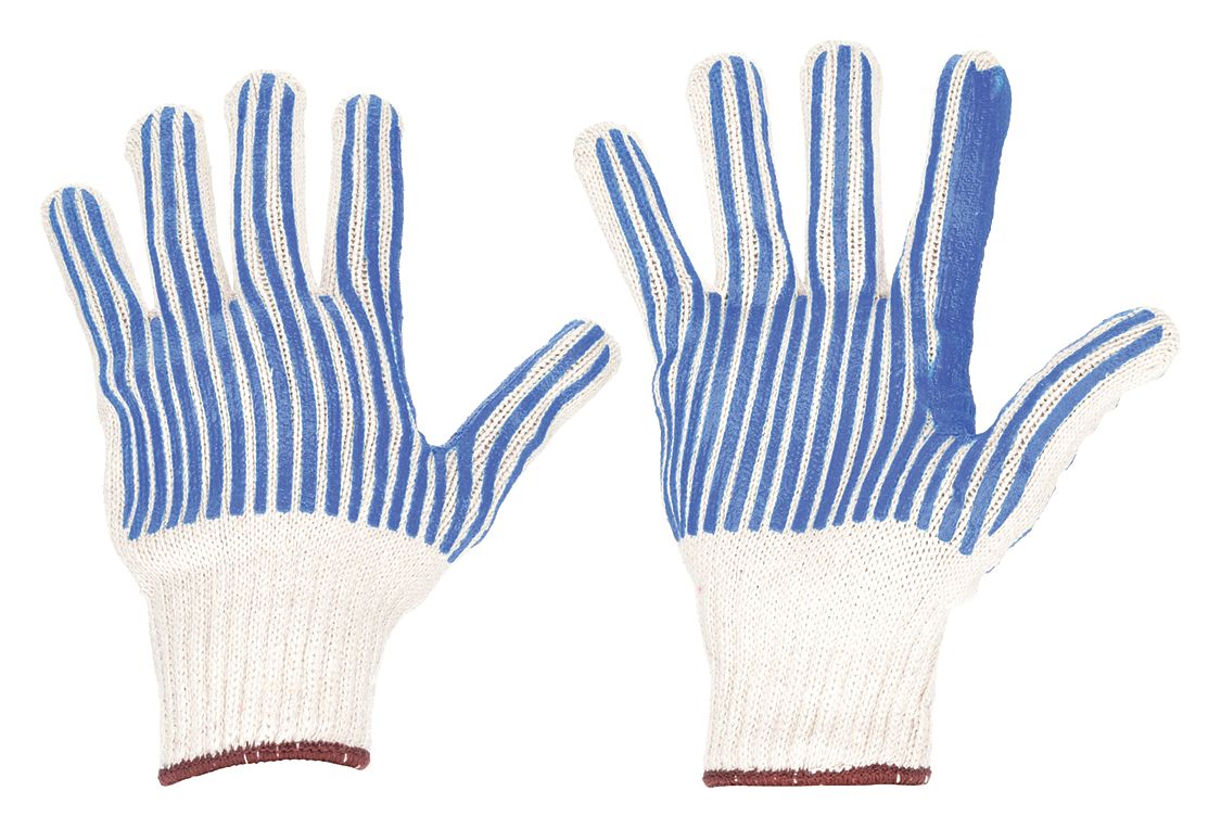 CONDOR White Full Finger Knit Gloves with PVC Dotted Palm