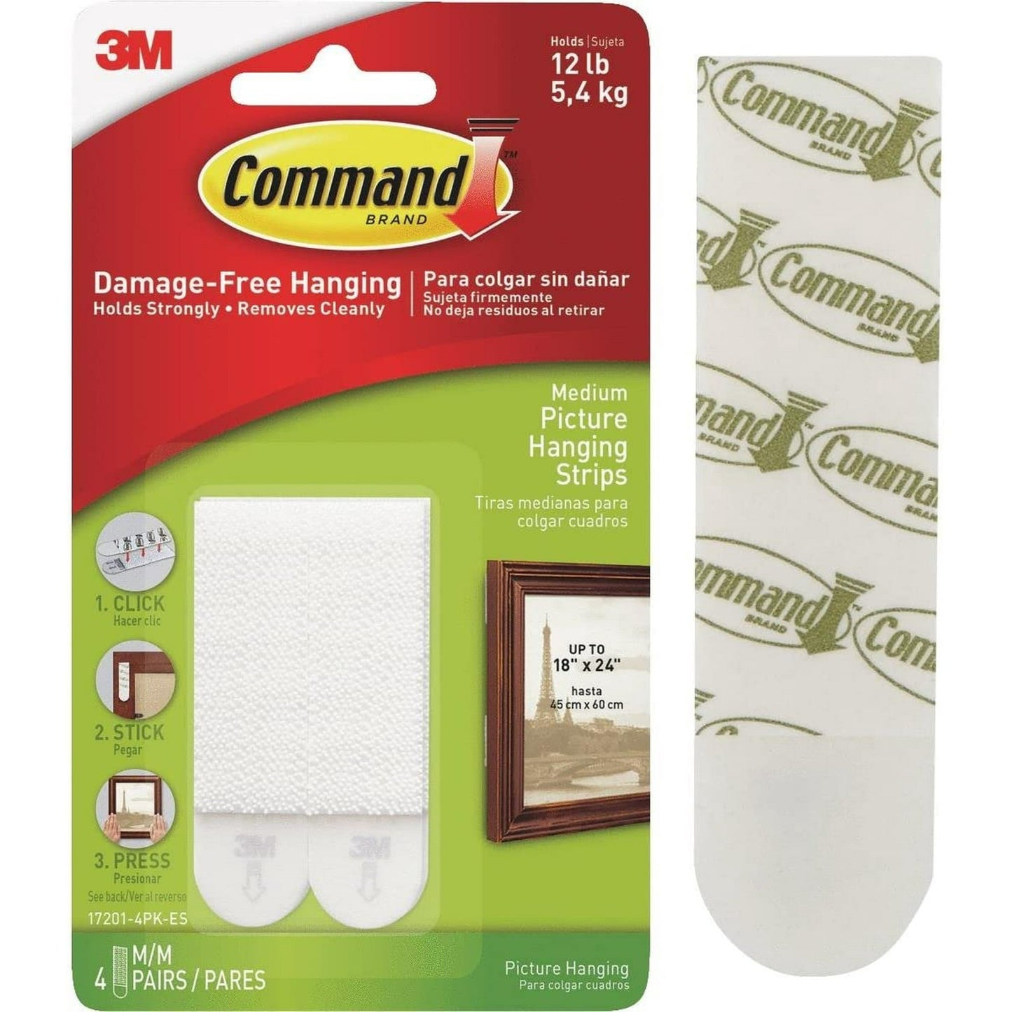 3M Command White Picture Hanging Strips, Medium, 8 Pack (Holds up to 12 lb)