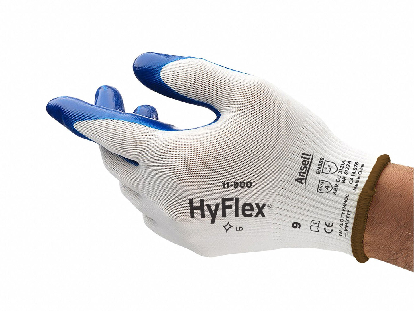HYFLEX Nitrile Coated Knit Gloves - Size M, ANSI Abrasion Level 4