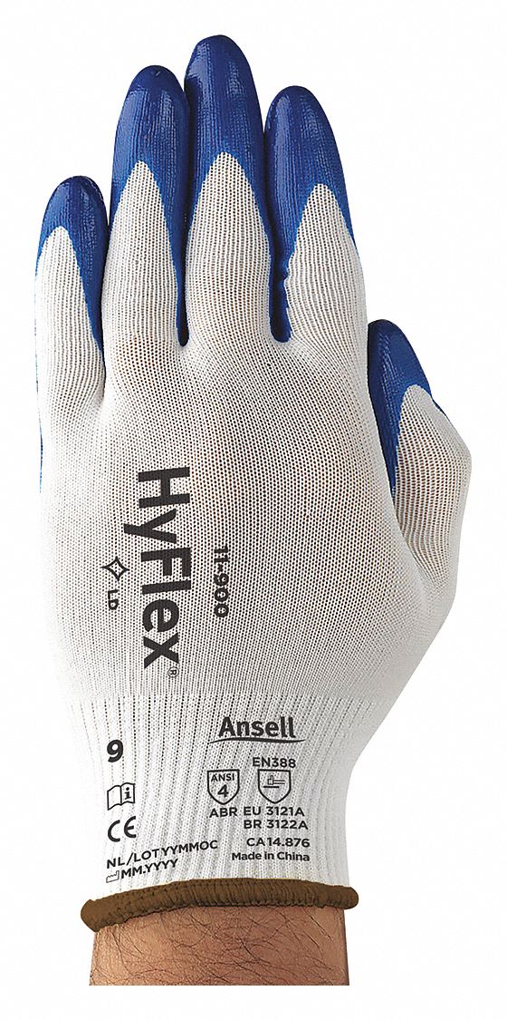 HYFLEX Nitrile Coated Knit Gloves - Size M, ANSI Abrasion Level 4