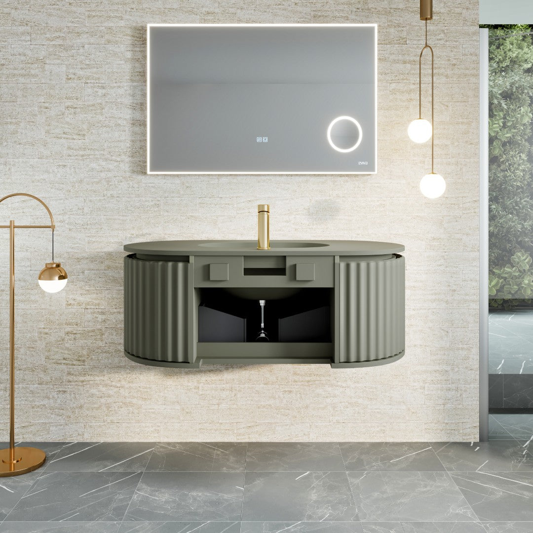 Eviva Haven 39"W x 22"D Green Wall Mount Bathroom Vanity with Green Solid Surface Countertop and Integrated Sink
