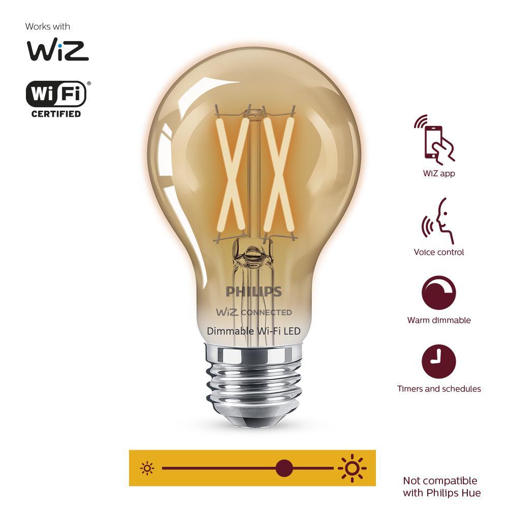 Amber A19 LED 40W Equivalent Dimmable Smart Wi-Fi Wiz Connected Wireless Light Bulb - Super Arbor
