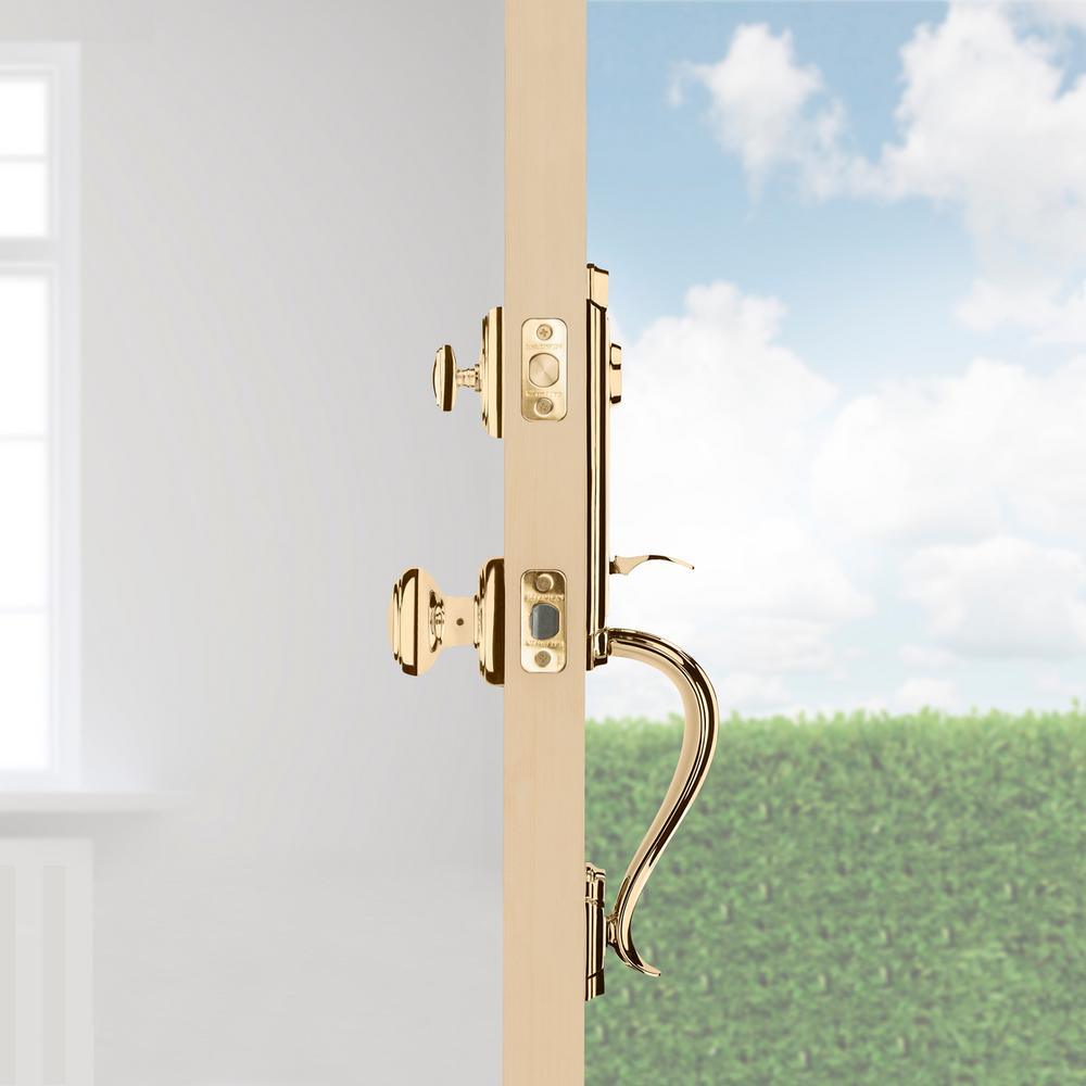 Prestige Avendale Single Cylinder Lifetime Polished Brass Door Handleset with Alcott Door Knob feat SmartKey Security - Super Arbor