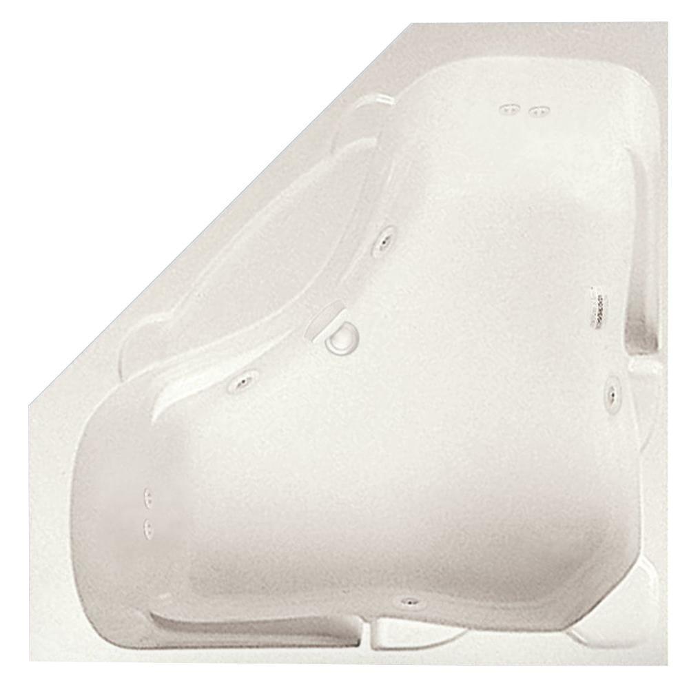 Preakness 60 in. Acrylic Center Drain Corner Drop-In Whirlpool Bathtub in White - Super Arbor