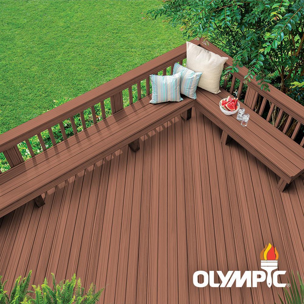 Olympic Maximum 5 gal. Dark Mahogany Semi-Transparent Exterior Stain and Sealant in One - Super Arbor