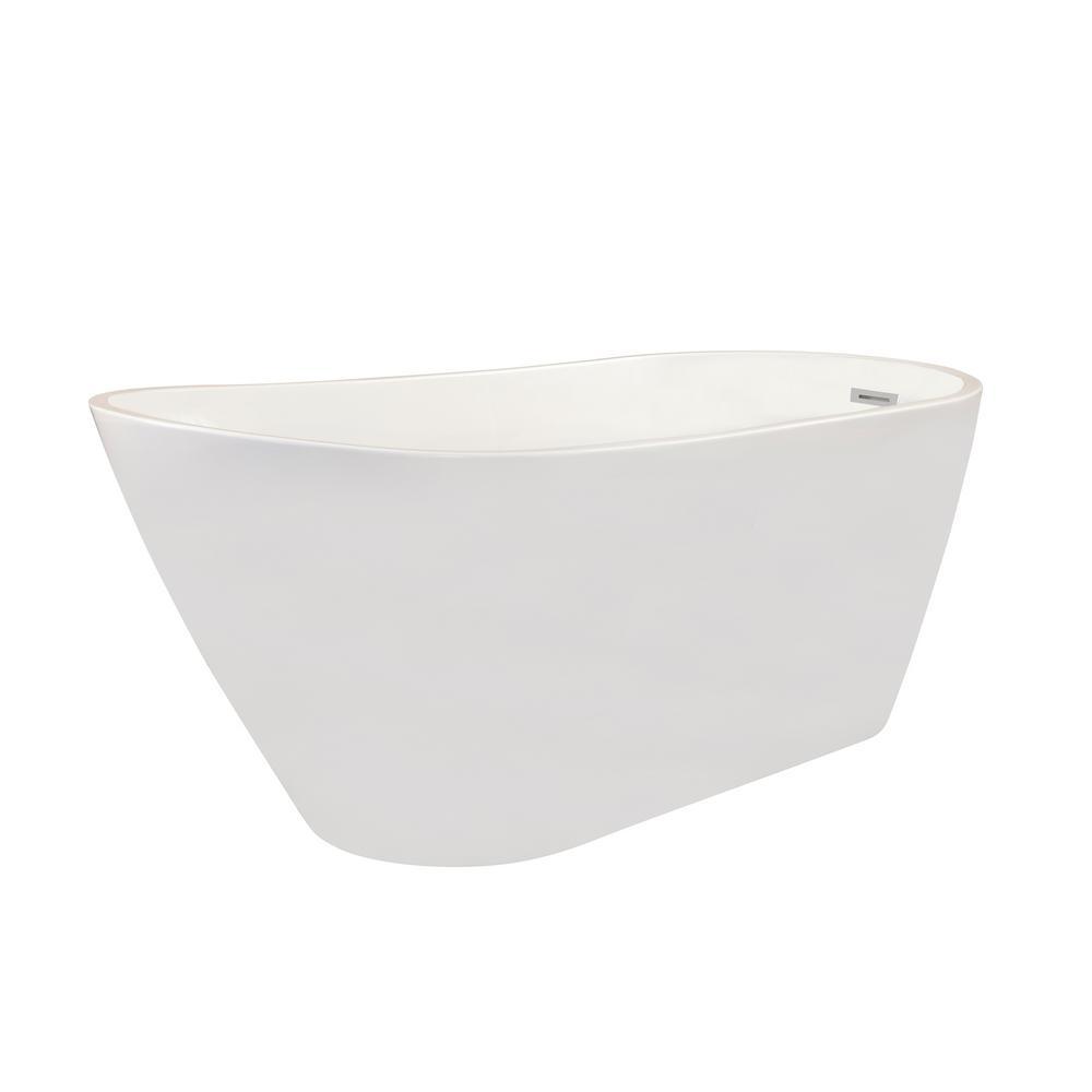 Shaia 67 in. Acrylic Flatbottom Non-Whirlpool Soaking Bathtub in White - Super Arbor