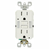 15 Amp Self-Test SmartlockPro Combo Duplex Guide Light and Tamper Resistant GFCI Outlet, White - Super Arbor